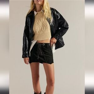 We The Free Moxie Vegan Suede Mini Skirt | Black | Size 8